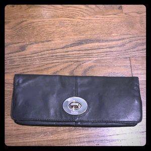 Coach black leather clutch